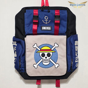 One Piece Exclusive Straw Hat Crew Jolly Roger Multi-Pocket Backpack New